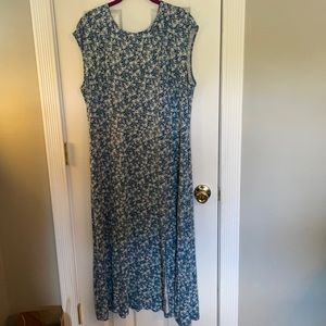 Loft blue floral midi dress with slit